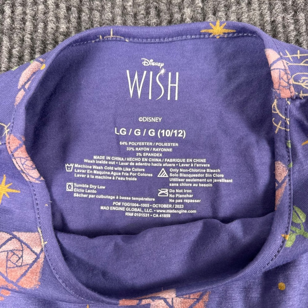 Disney Wish Girls Purple Floral Star Ruffle Faux Wrap Dress Large Long Sleeve - Picture 2 of 7